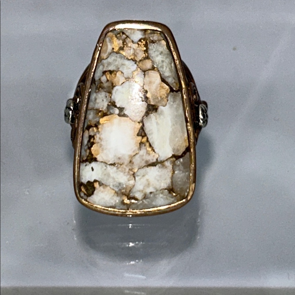Studio Barse Genuine Coral & Lapis Gemstone Designer Ring